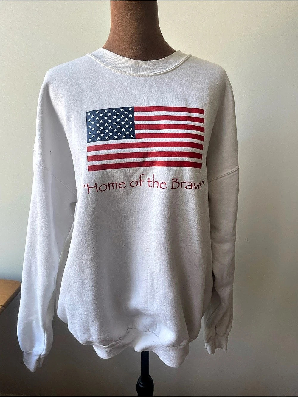 American Flag Graphic Sweatshirt in White